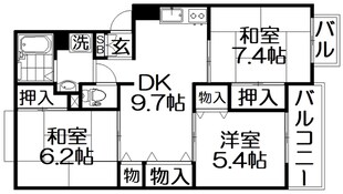 サンライズ星田Ｂ棟の物件間取画像